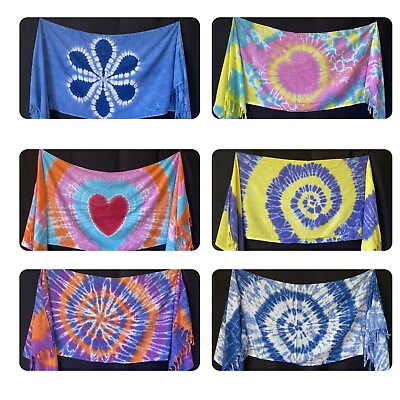 #ad Hand Tie Dye Scarf Womens Lightweight Rectangle Summer Shawl Beach Cover Up Wrap $10.00