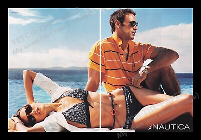 #ad Nautica Clothing 2000s Print Advertisement 2 pages 2008 Bikini Boat Couple $11.99