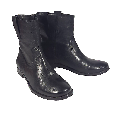 #ad Frye Womens Boots Black Leather Ankle Pull On Round Toe Casual 6 37 $69.99