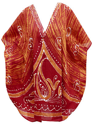 #ad LA LEELA Women#x27;s Plus Size Loose Caftan Swimsuit Cover Up US 14 18W Orange K230 $44.39