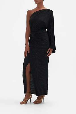 #ad Camilla Tame My Tiger One Shoulder Dress Evening Cocktail Black Crystals Size S AU $349.00