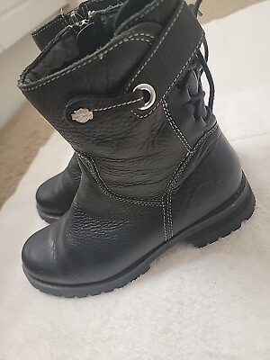#ad Harley Davidson Womens Boots Sz 8 D84353 Radiate Black Leather Motorcycle Riding $69.98