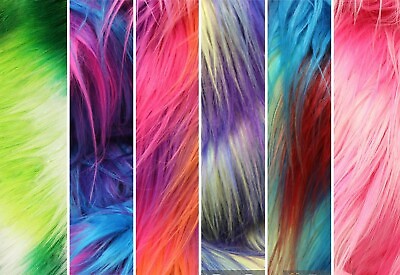 #ad Faux Fur Long Pile 3 Tone Rainbow Fabric 60quot; Wide Sold By The Yard $30.99