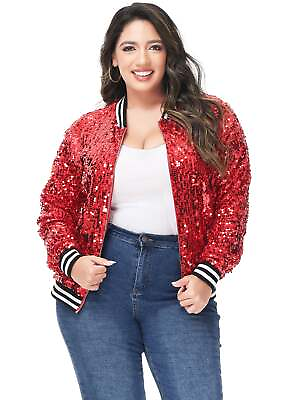 #ad #ad Plus Size Sequin Bomber Jacket $34.99