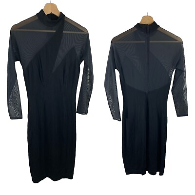 Tadashi Shoji sz S Dress body con Vintage Black Mesh Sheer Fitted Long Women#x27;s $31.88