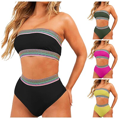 #ad Women Bikini Set High Waisted Plus Size Lightweight Beachwear $17.23