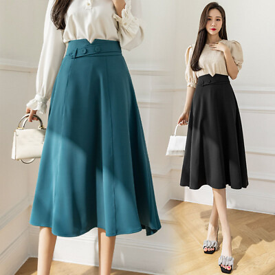 #ad Elegant Women High Waist A Line Skirts Work Office Workwear Casual Spring Skirts $35.87