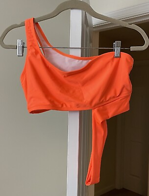 #ad Shein Bikini Swim Top Orange One Shoulder Island Beach Gypsy Women#x27;s 1XL $9.49