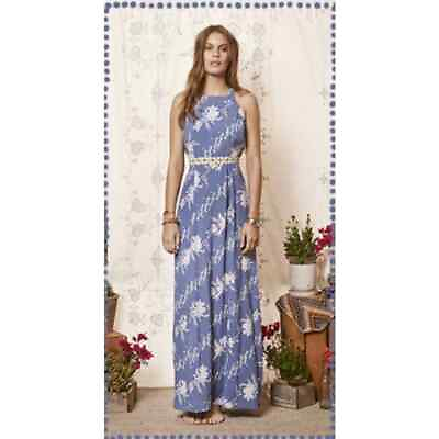#ad #ad Tigerlily Las Dalias Blue Floral Maxi Dress Open Back Halter Women#x27;s size 2 $47.00