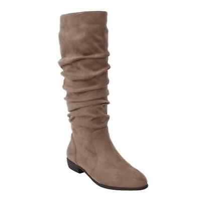 #ad Comfortview dark taupe Shelly Faux Suede Extra Wide Width Calf Boots NEW 8.5WW $59.00