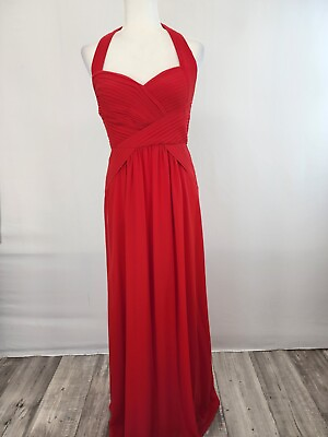 #ad BCBG MaxAzria Red Selene Long Backless Evening Maxi Dress Size 6 Small $31.96