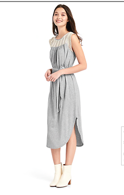 GAP Dresses Crochet Lace Tie belt Sundress Women#x27;s Gray Soft Modal NWT Msr$70 $19.90