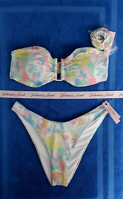Victorias Secret Swim 2pc Bikini Set Size Medium U BANDEAU and Brazilian Floral $44.95