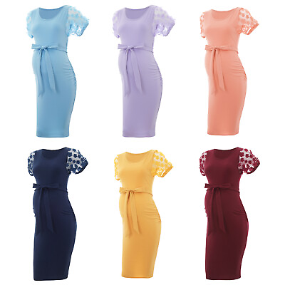 Womens Maternity Cocktail Dresses Short Sleeve Wedding Party Photography Dress $17.66