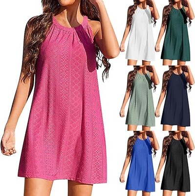 #ad #ad Womens Swimsuit Cover Up Hollow Out Crochet Coverups Sleeveless Beach Dress $22.82