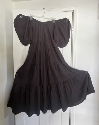 #ad Billabong Flowy Off The Shoulder Light Black Small Summer Dress $11.99