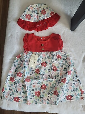 #ad Newborn baby girl summer floral dress sleeveless cotton with sun hat. $9.90