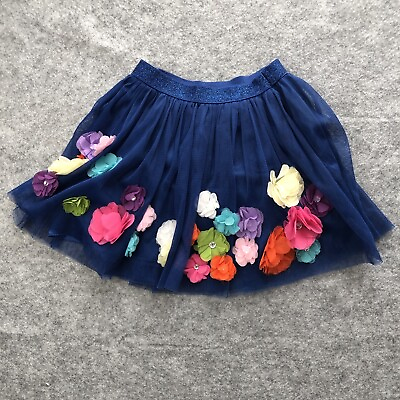 #ad Est 1989 Place Girls Skirt 6x 7 Blue Multicolor Flowers Skater Tutu Tulle $10.99