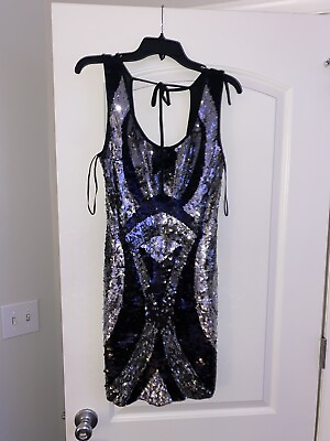 Black And Silver Sequin Sheath Dress $16.00