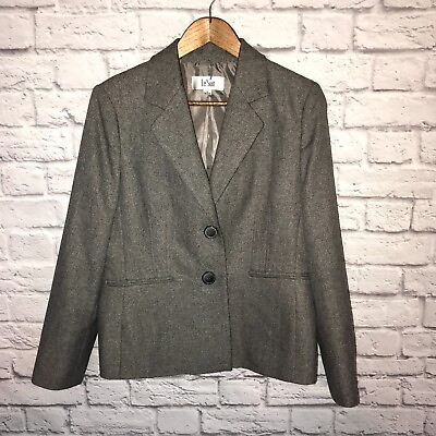 Le Suit blazer jacket womens size 12 gray career 2 button polyester $17.99