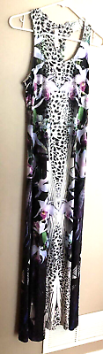 #ad #ad S TWELVE Purple amp; Black Floral Maxi Dress Sequins Size M $19.20