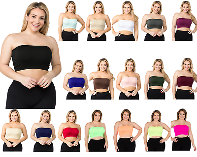 #ad #ad Seamless Solid Cropped Tube Top Bandeau Plus Size $6.99