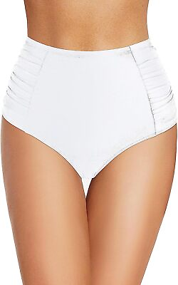 Tempt Me Women High Waisted Bikini Bottoms Full Coverage Swimsuit Bottoms Ruched $59.17