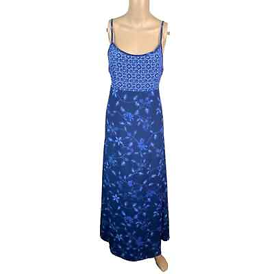 #ad Vtg California Concepts Blue Fairy Floral Prairie Maxi Slip Sundress Women#x27;s M L $48.00