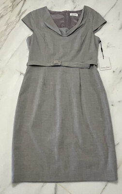 nwt Calvin Klein size 6 gray dress straight belted Pencil Skirt Bottom $36.00
