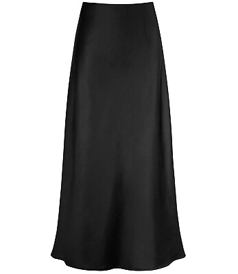 #ad Womens Satin Faux Silk A Line High Waist Skirt Midi Long Solid Fishtail Dress $22.19