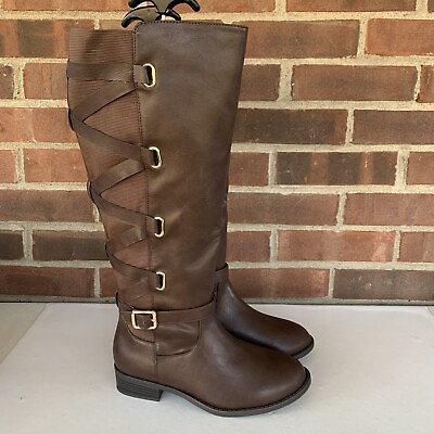 #ad Thalia Sodi Women’s Veronika Brown Block Heel Riding Boots US 6 W WC Wide Calf $26.95