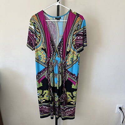 Women’s Multi colored Designed Dress Size 2X $32.98