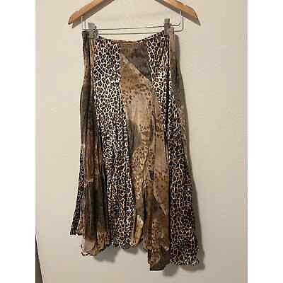 #ad Vintage Velvet Cheetah Print Broomstick Skirt Made In USA Maxi Length Art Deco $69.99