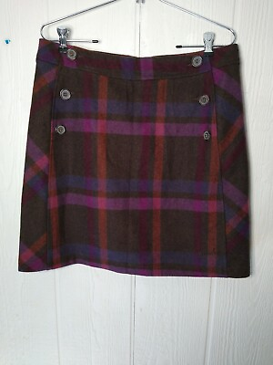 #ad Vtg Woolrich Plaid Skirt Women#x27;s 8 Wool Blend Lined Preppy Button Accent Mini $23.99