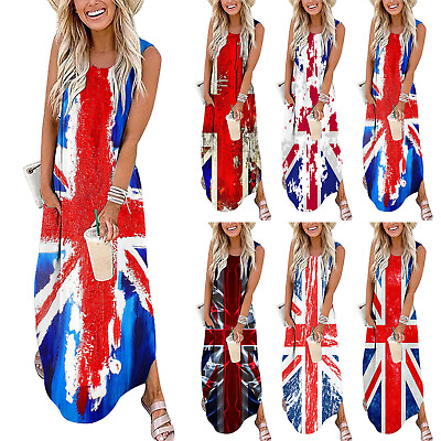#ad Women Casual Loose Sundress Long Dress Sleeveless Split Dresses Summer Beach $20.44