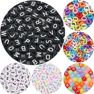100pcs 4*7mm Acrylic Round Letter Beads For Hanmade Jewelry Making DIY Bracelet C $2.21