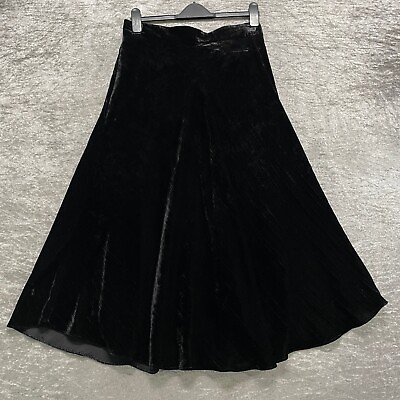 #ad Mamp;S Collection Size 14 Black velvet velour midi Maxi Skirt Length 35in GBP 19.99