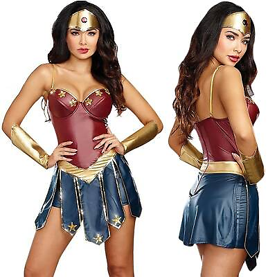 Christmas Party Wonder Woman Cospaly Fancy Dress Superhero Costume Adult Outfits $23.99