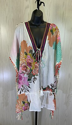 #ad Z amp; L Pom Pom Beach Cover Up Women#x27;s Size M Multicolor NEW MSRP $99 $26.96