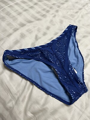 #ad Becca by Rebecca Virtue Brazilian Crochet Bikini Top NWT Bottom SP Blue $23.68