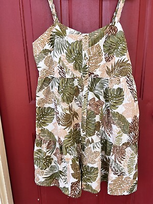 #ad Beach Lunch Lounge Dress Tropical Sundress Womens XL Palm Leaves $15.00