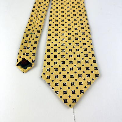 #ad TOMMY HILFIGER Mens Neck Tie Yellow Patterned Extra Long Dots and Squares $9.99