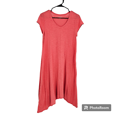 #ad Eileen Fisher Dress Sunset Pink Organic Cotton Asymmetrical Hem Maxi Petite Sz S $34.99