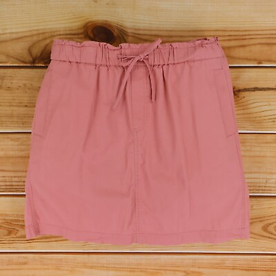 #ad LOFT Outlet Short Skirt Women Size L Salmon Pink Cotton Bl Elastic Waist Pockets $12.79
