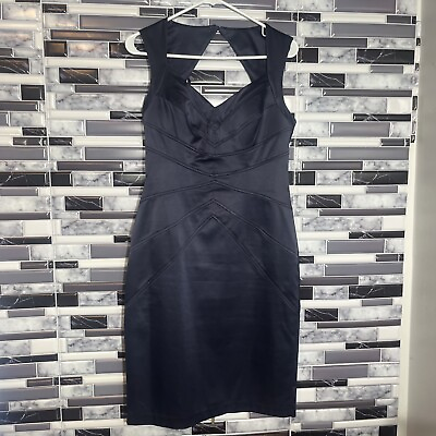 #ad JESSICA SIMPSON Womens Satin Little Blue Dress Sheath Bandage Cocktail Size 6 $17.42