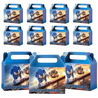 #ad 10ct Sonic the Hedgehog Theme Happy Birthday Party Gift Boxes Blue $11.95