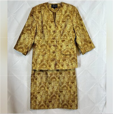 #ad Sag Harbor 2 Piece Skirt Suit Gold Sz 16 $34.99