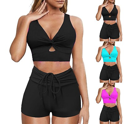 #ad Women Summer Two Piece Swimsuit Slimming Shielding Bathing Suit Quick drying $9.24