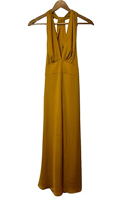 #ad Banana Republic Factory Gold Halter Maxi Dress Women#x27;s Size 6 $39.00