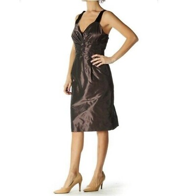 #ad BANANA REPUBLIC Size 8 Burgundy Taffeta Party Dress Empire Waist V Neck $175 NWT $44.99